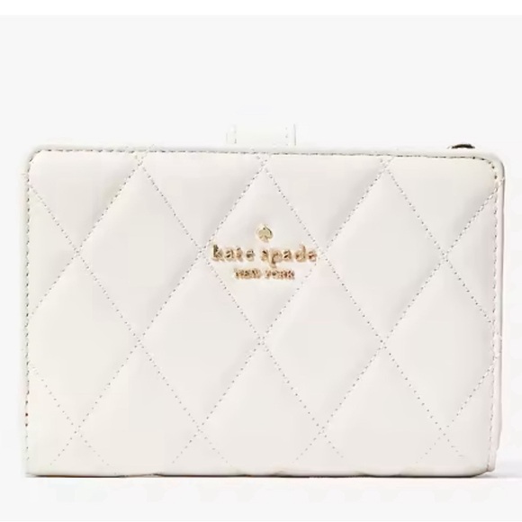 Kate Spade Carey Medium Compact Bifold Wallet Parchment - Picture 13 of 15